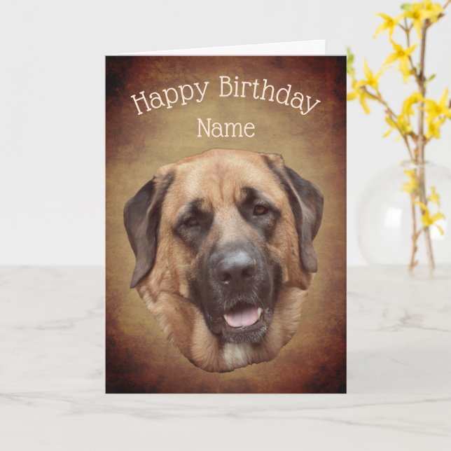 Mastiff Hund Personlig Birthday Card Kort (Gul blomma)