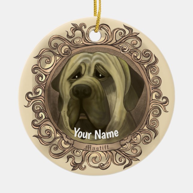 Mastiff Hund prydnad Julgransprydnad Keramik (Framsidan)