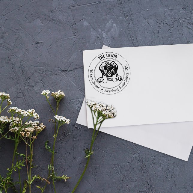 Mastiff Hund Returadress Family Stämpel (Skapare uppladdad)