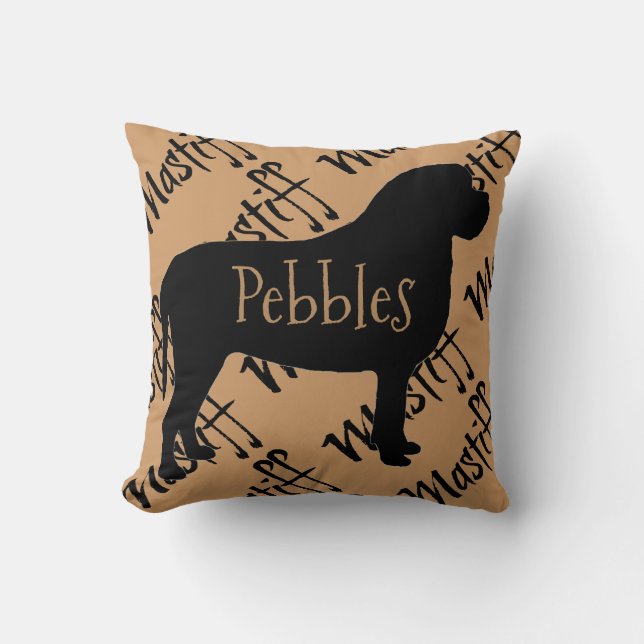 Mastiff Hund Silhouette Anpassningsbar Pillow Kudde (Framsida)
