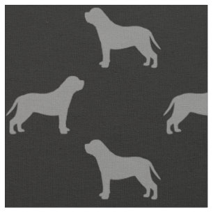 Mastiff Hund Silhouettes Grått och Black Patterned Tyg