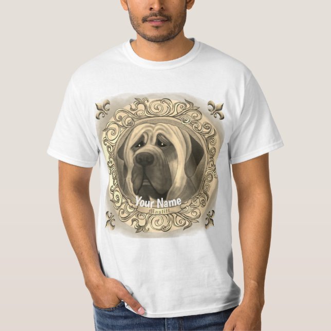 Mastiff Hund T Shirt (Framsida)