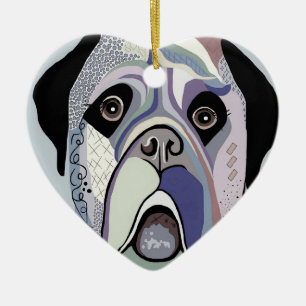 Mastiff i Denimfärger Julgransprydnad Keramik
