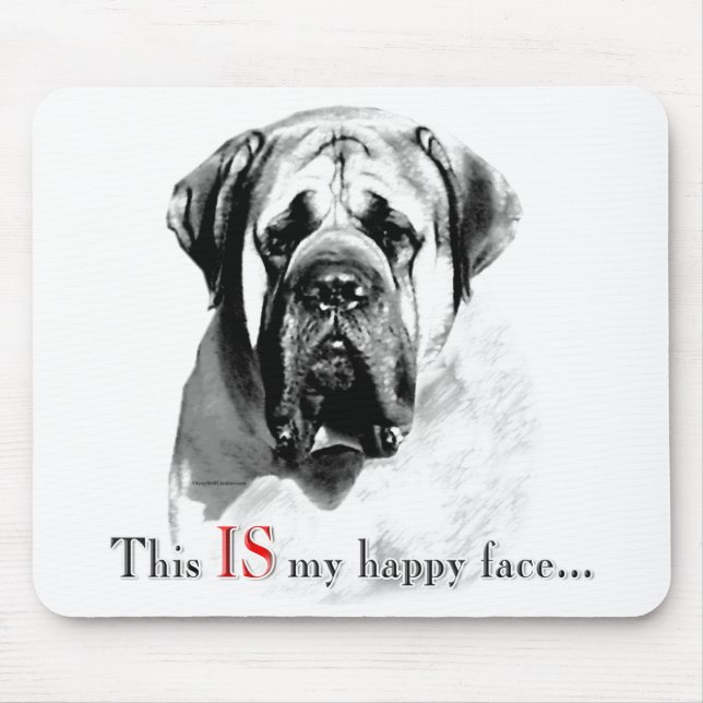 Mastiff Lycklig Ansikte Mousepad Musmatta (Framsidan)