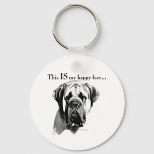 Mastiff Lycklig Ansikte Nyckelring