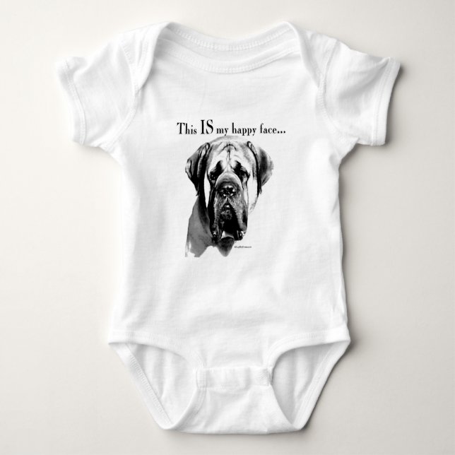 Mastiff Lycklig Ansikte T-shirt (Framsida)