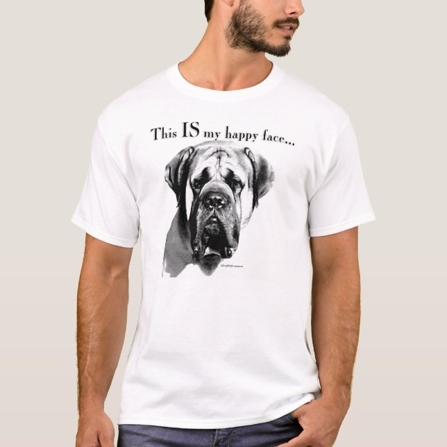 Mastiff Lycklig Ansikte T-shirt (Framsida)