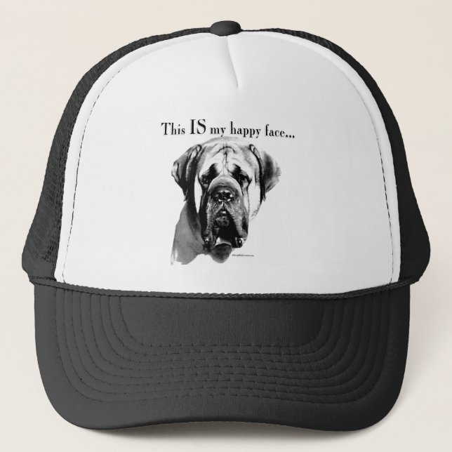 Mastiff Lycklig Ansikte Truckerkeps (Framsida)