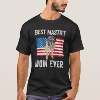 Mastiff Mamma Mamma American Flagga English Mastif T Shirt