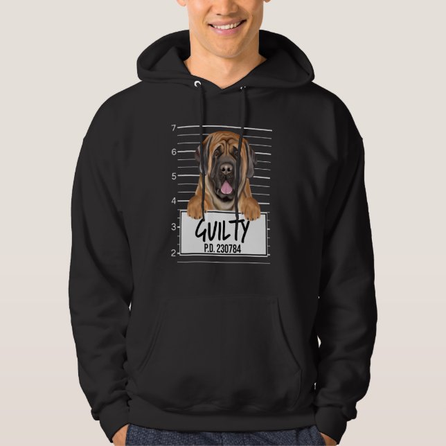 Mastiff Mugshot Guilty Hund Hoodie (Framsida)