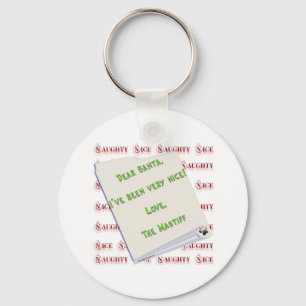 Mastiff Naughty eller Nice Keychain Nyckelring