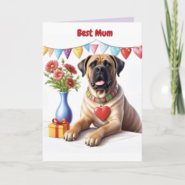Mastiff på en fest kort (Framsida)