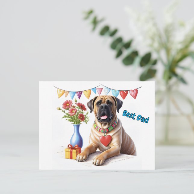 Mastiff på en fest vykort (Stående Fram)