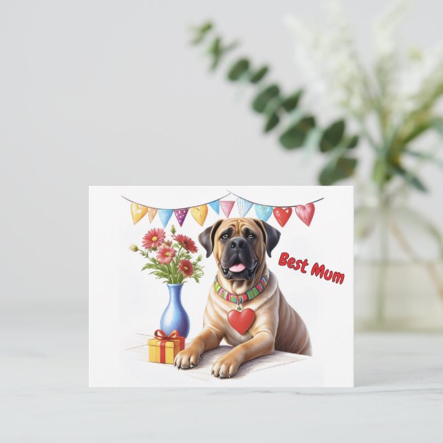 Mastiff på en fest vykort (Stående Fram)