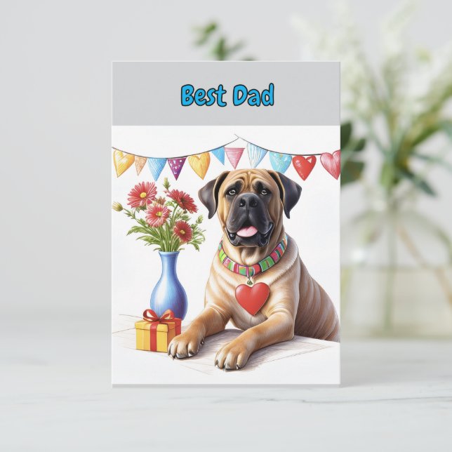 Mastiff på en festlig sammanslutning tack kort (Stående Fram)