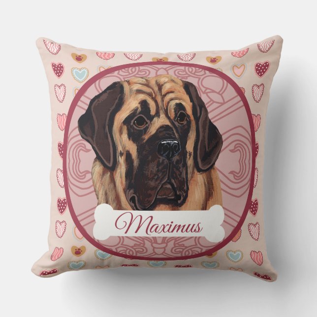 Mastiff Personlig Valenting Kudde (Framsida)