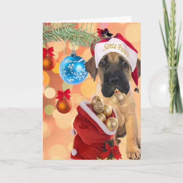 Mastiff Puppy God jul Helgkort (Framsida)