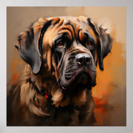Mastiff Realism Art Porträtt Poster