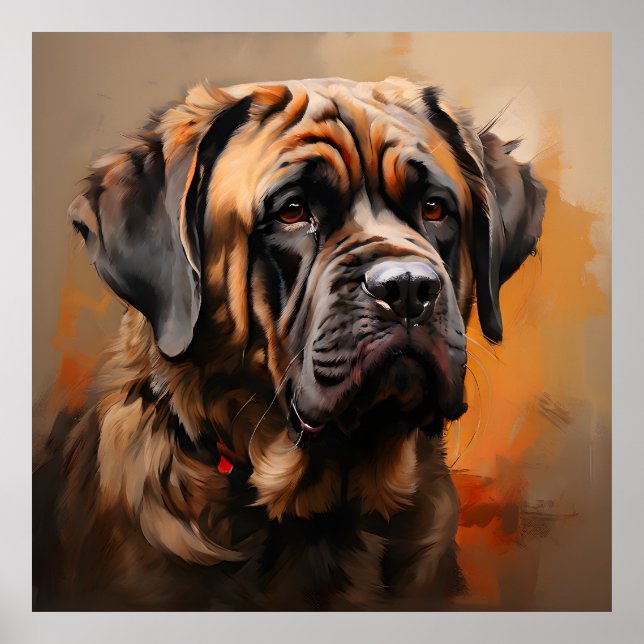 Mastiff Realism Art Porträtt Poster (Framsidan)
