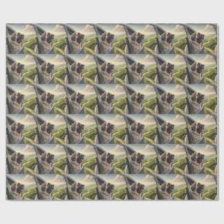 Mastiff Road Trip Scenisk Landskapsvattenfärg Wrap Presentpapper