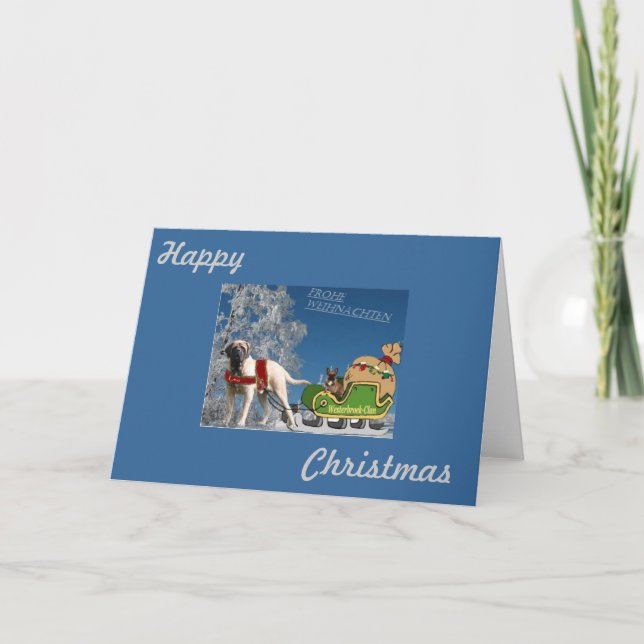 Mastiff u. Französische Bulldogge Weihnachtskarte Helgkort (Framsida)