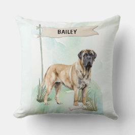 Mastiff Watercolor Personalized Dog Kudde