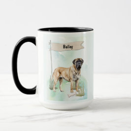 Mastiff Watercolor Personalized Dog Mugg