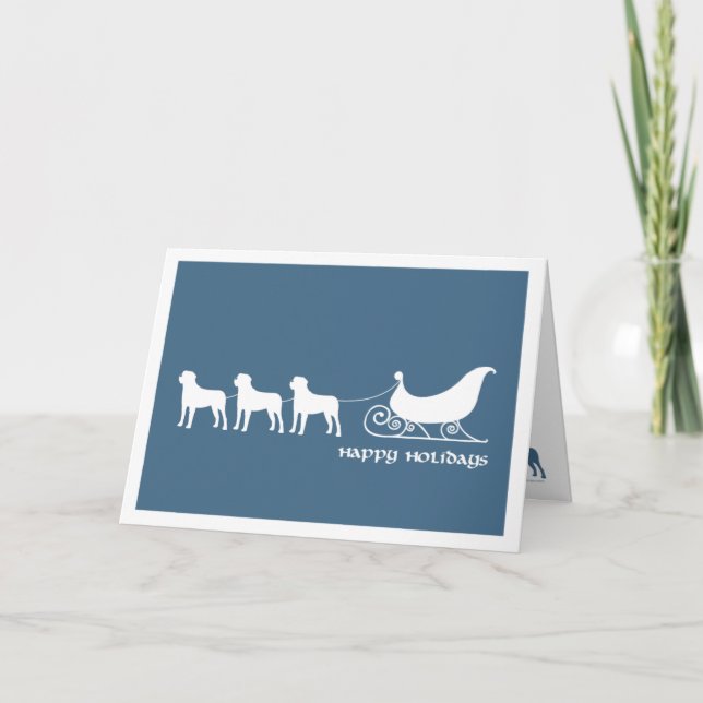 Mastiffs som drar Santas Sleigh Helgkort (Framsida)