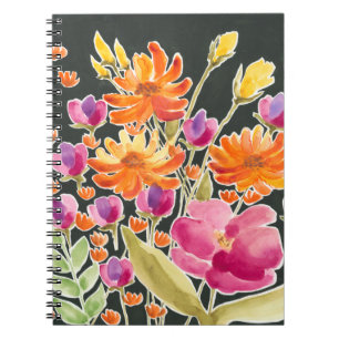 Mästning - Rosa och Orange blommor Anteckningsbok