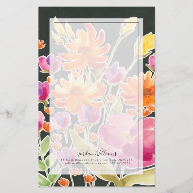 Mästning - Rosa och Orange blommor Brevpapper (Framsida)
