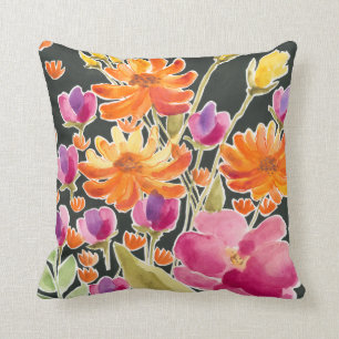 Mästning - Rosa och Orange blommor Kudde