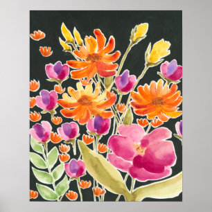 Mästning - Rosa och Orange blommor Poster