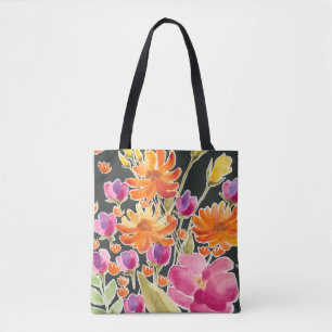 Mästning - Rosa och Orange blommor Tygkasse