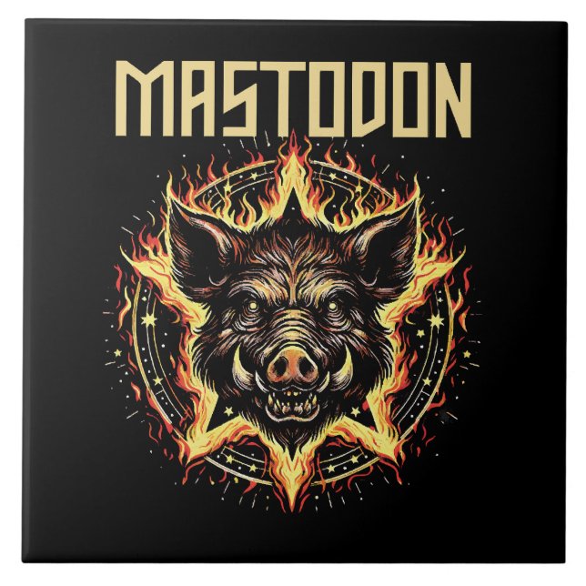 Mastodon Boar Fire Kakelplatta (Framsidan)