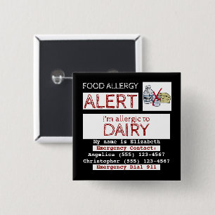 Mat - Allergy Alert Easy Edit Label Square Knapp