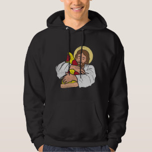 Mat älskare Jesus Pizza Rolig Gud Kristus Snack Kr Hoodie