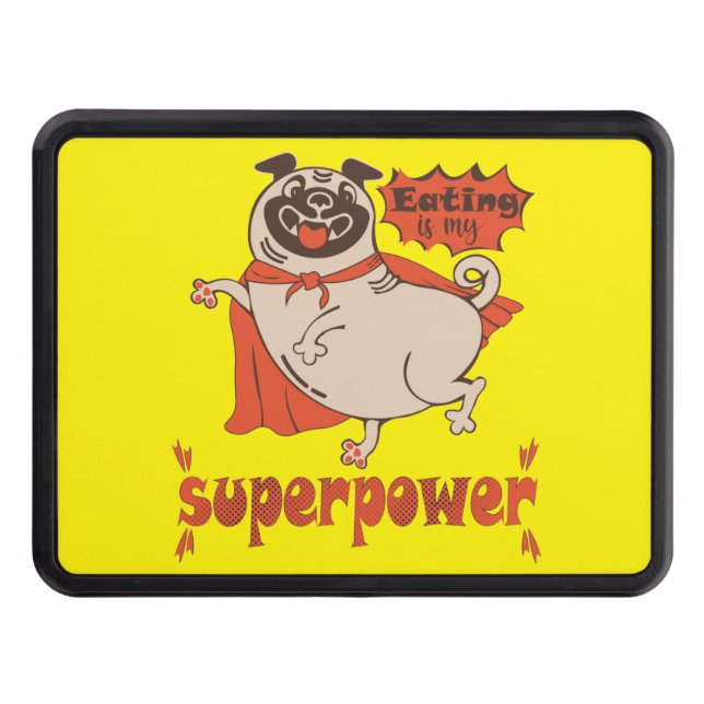 Mat är min supermakts röda kudde tecknad stil dragkroksskydd (Framsidan)