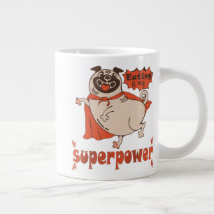 Mat är min supermakts röda kudde tecknad stil jumbo mugg