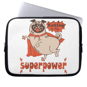 Mat är min supermakts röda kudde tecknad stil laptop fodral