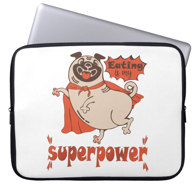 Mat är min supermakts röda kudde tecknad stil laptop fodral (Framsidan)