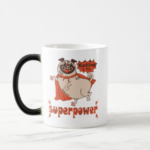 Mat är min supermakts röda kudde tecknad stil magisk mugg