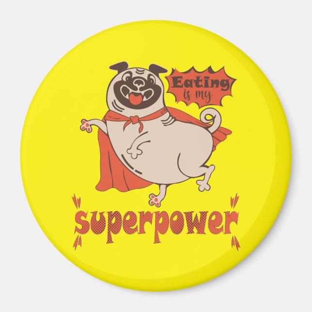 Mat är min supermakts röda kudde tecknad stil magnet (Framsidan)