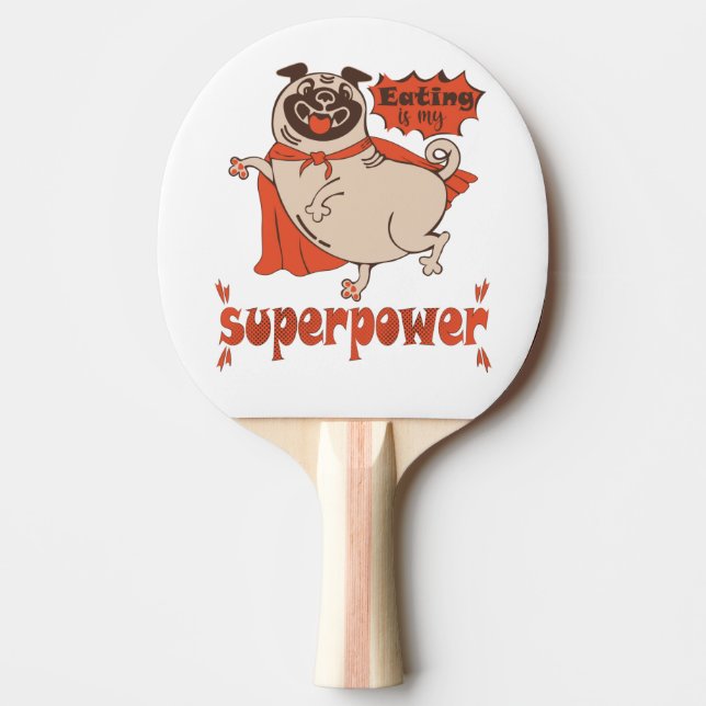 Mat är min supermakts röda kudde tecknad stil pingisracket (Framsidan)