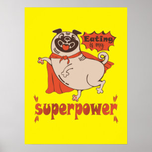 Mat är min supermakts röda kudde tecknad stil poster