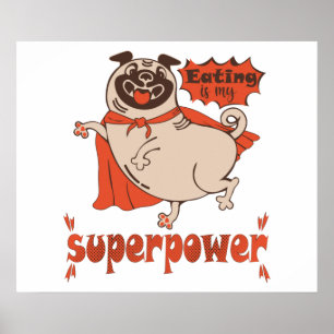 Mat är min supermakts röda kudde tecknad stil poster