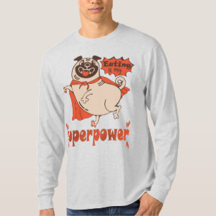 Mat är min supermakts röda kudde tecknad stil t shirt