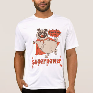 Mat är min supermakts röda kudde tecknad stil t shirt