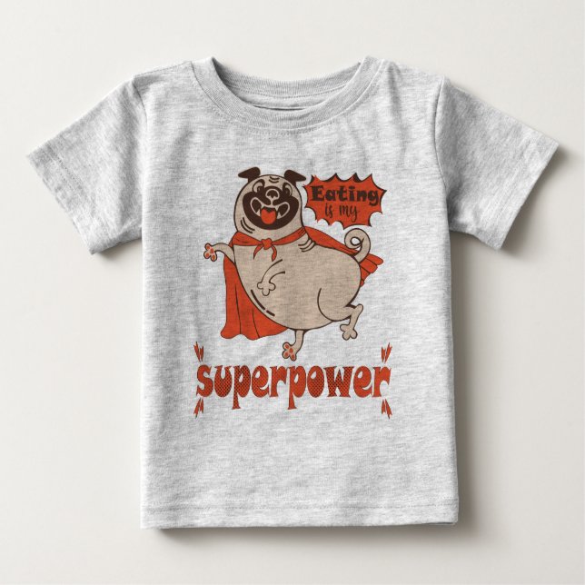 Mat är min supermakts röda kudde tecknad stil t shirt (Framsida)