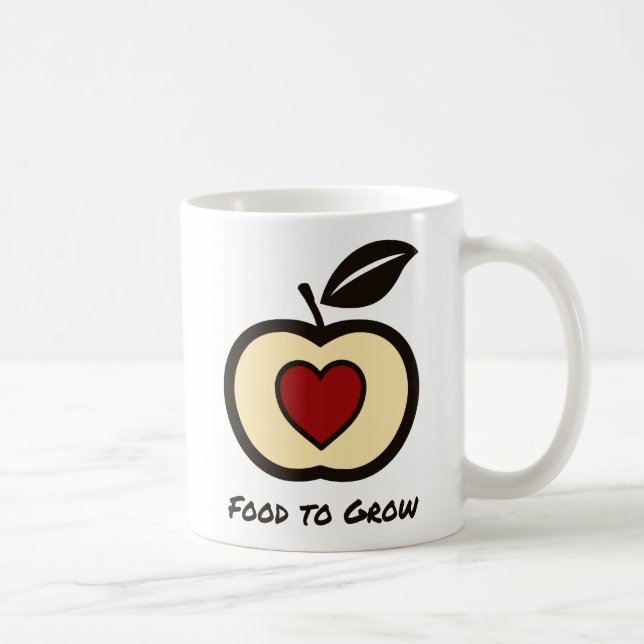 Mat att växa logotyp Röd & Svart Äpple + Hjärta Mu Kaffemugg (Höger)