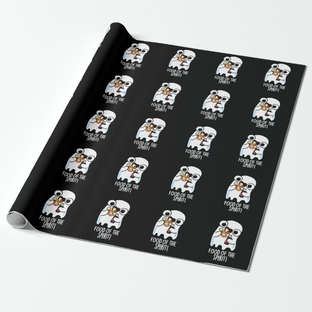 Mat Av Anden Rolig Spökpunny Mörk Bakgrund Presentpapper (Utrullad)